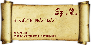 Szvák Máté névjegykártya